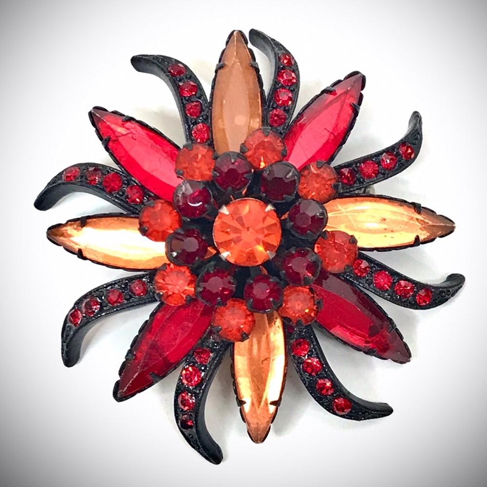 Vintage Large Retro Brooch Sunburst Jewelry Pin